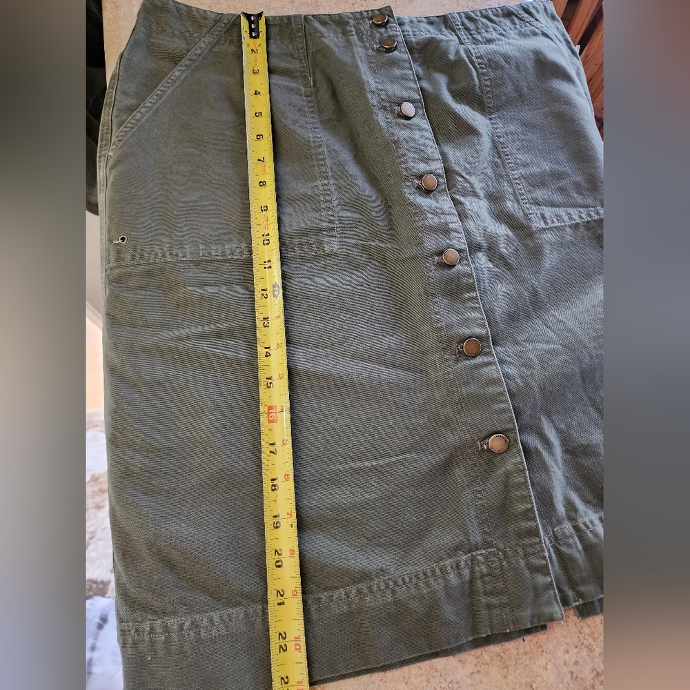 Lauren Ralph Lauren Olive Green Button Down Front Skirt Size 16W Vintage - Picture 11 of 11